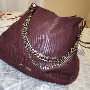 Jimmy Choo Burgundy Boho large shoulder bag, EUC.
